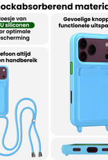 BASEY. BASEY. iPhone 18 Pro Max Hoesje Pashouder met Koord Met 2x Screenprotector - Lichtblauw