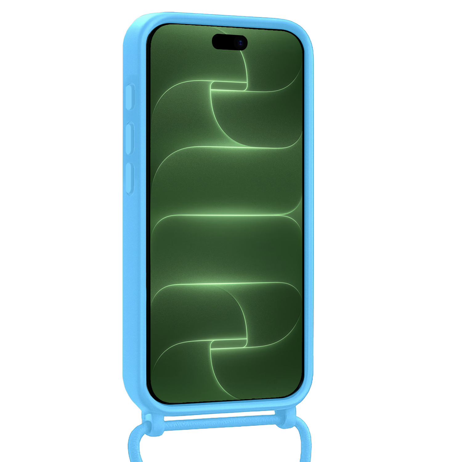 BASEY. BASEY. iPhone 18 Pro Max Hoesje Pashouder met Koord Met 2x Screenprotector - Lichtblauw