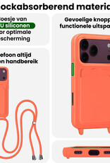 BASEY. BASEY. iPhone 18 Pro Max Hoesje Pashouder met Koord Met Screenprotector - Papaya