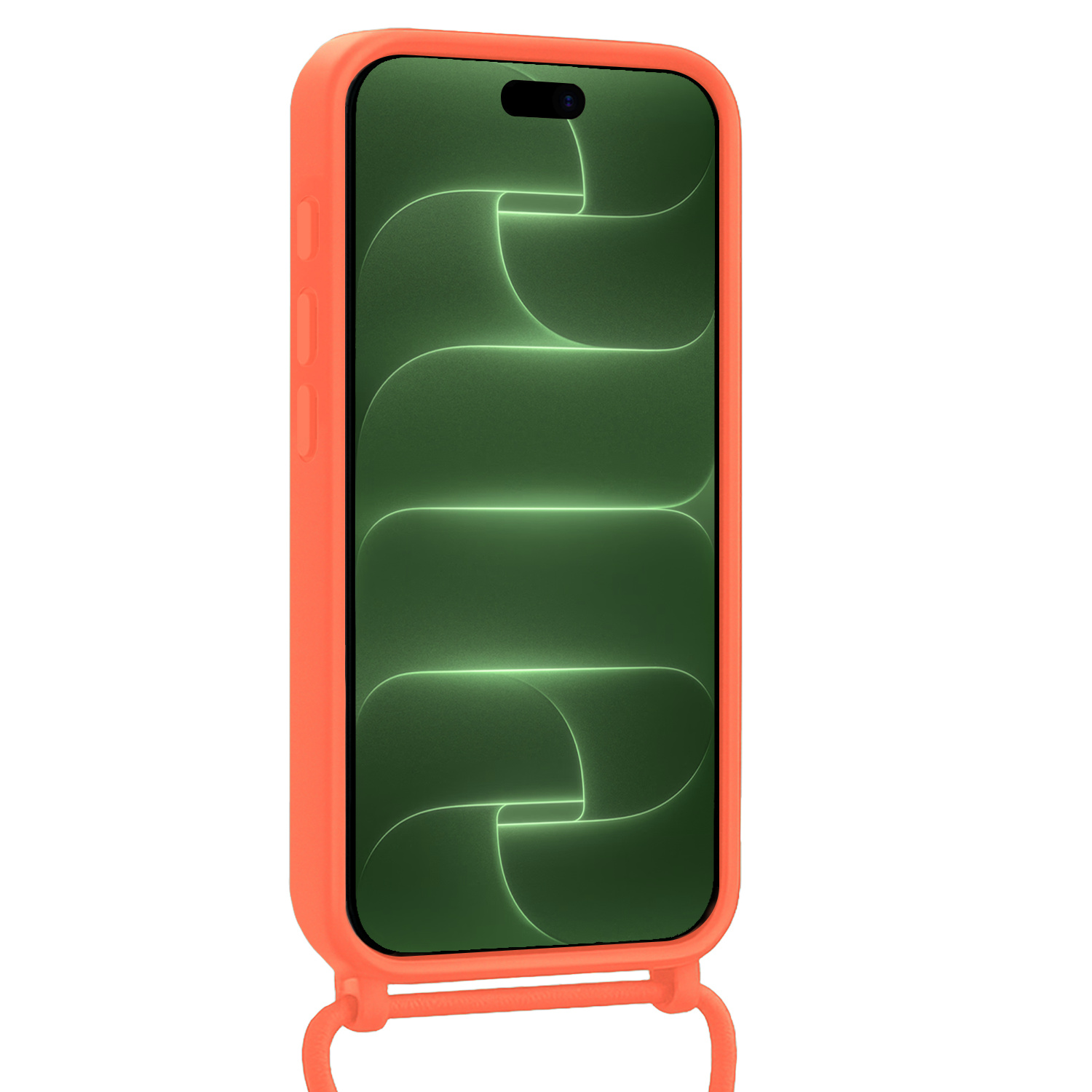 BASEY. BASEY. iPhone 18 Pro Max Hoesje Pashouder met Koord Met Screenprotector - Papaya