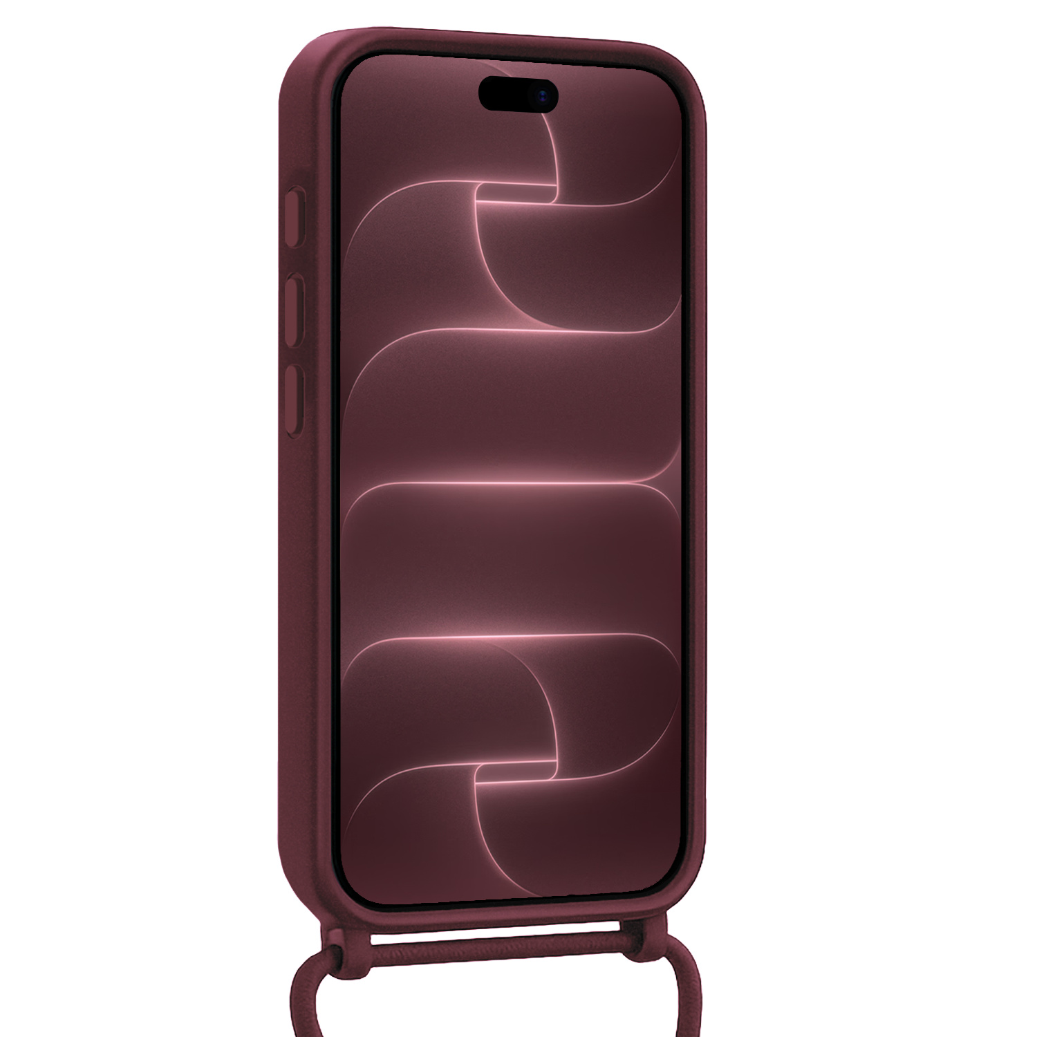 NoXx NoXx iPhone 18 Pro Hoesje Pashouder met Koord Met Screenprotector - Aubergine