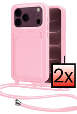 NoXx NoXx iPhone 18 Pro Hoesje Pashouder met Koord - Lichtroze - 2 PACK