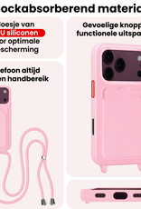 NoXx NoXx iPhone 18 Pro Hoesje Pashouder met Koord - Lichtroze - 2 PACK