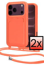 NoXx NoXx iPhone 18 Pro Hoesje Pashouder met Koord - Papaya - 2 PACK