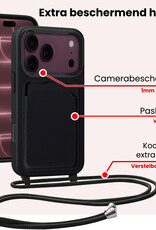 NoXx NoXx iPhone 18 Pro Hoesje Pashouder met Koord - Zwart - 2 PACK