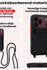 NoXx NoXx iPhone 18 Pro Hoesje Pashouder met Koord - Zwart - 2 PACK