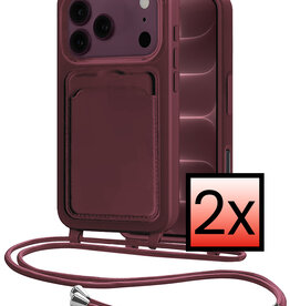 NoXx NoXx iPhone 18 Pro Max Hoesje Pashouder met Koord - Aubergine - 2 PACK