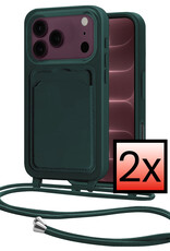 NoXx NoXx iPhone 18 Pro Max Hoesje Pashouder met Koord - Donkergroen - 2 PACK