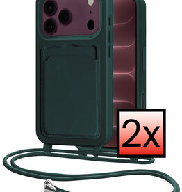 NoXx NoXx iPhone 18 Pro Max Hoesje Pashouder met Koord - Donkergroen - 2 PACK