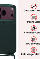 NoXx NoXx iPhone 18 Pro Max Hoesje Pashouder met Koord - Donkergroen - 2 PACK