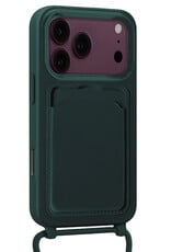 NoXx NoXx iPhone 18 Pro Max Hoesje Pashouder met Koord Met 2x Screenprotector - Donkergroen