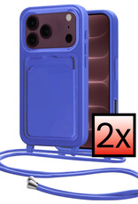 NoXx NoXx iPhone 18 Pro Max Hoesje Pashouder met Koord - Fel Blauw - 2 PACK