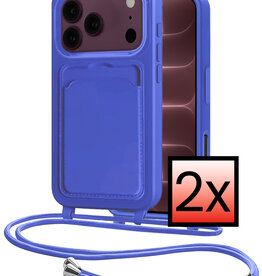 NoXx NoXx iPhone 18 Pro Max Hoesje Pashouder met Koord - Fel Blauw - 2 PACK