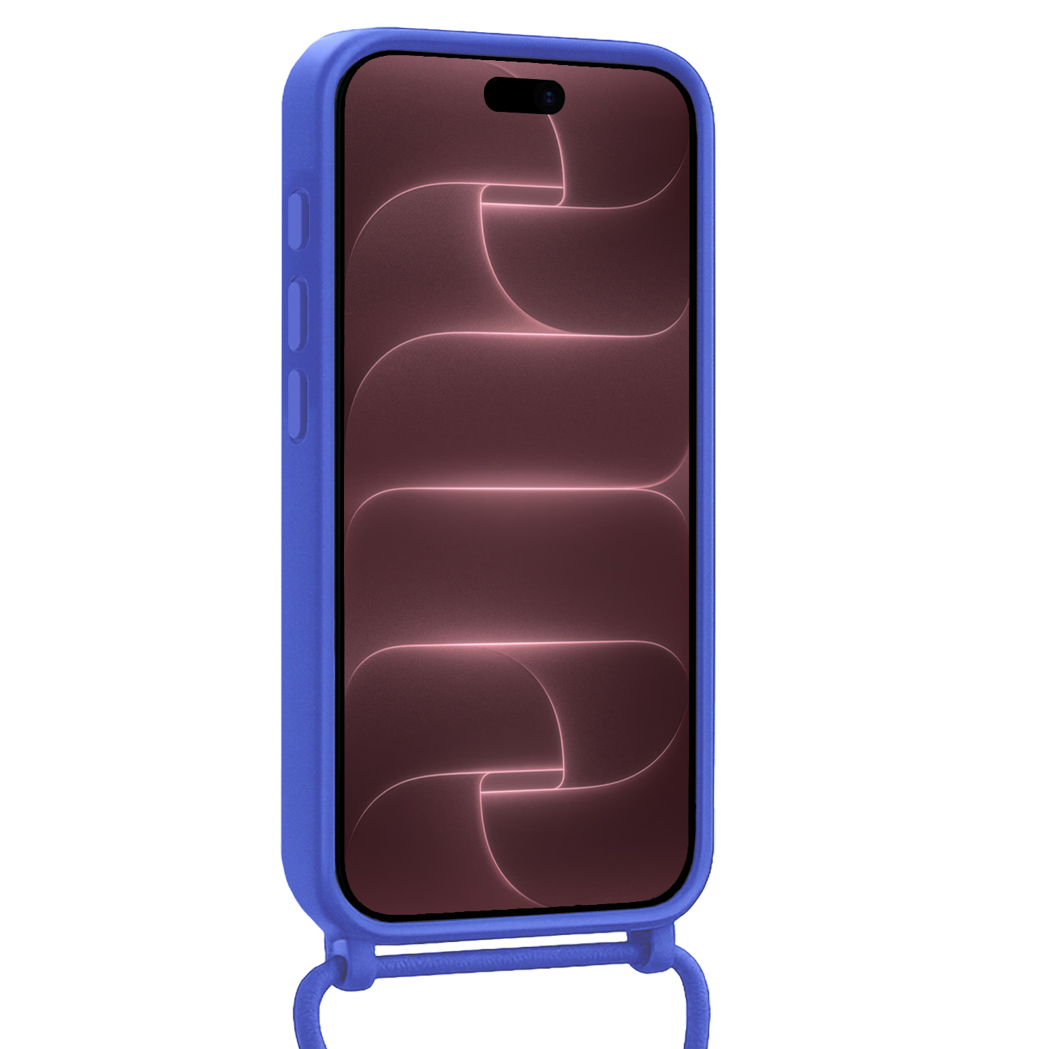 NoXx NoXx iPhone 18 Pro Max Hoesje Pashouder met Koord Met Screenprotector - Fel Blauw