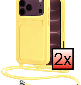 NoXx NoXx iPhone 18 Pro Max Hoesje Pashouder met Koord - Geel - 2 PACK