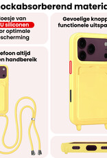 NoXx NoXx iPhone 18 Pro Max Hoesje Pashouder met Koord Met Screenprotector - Geel