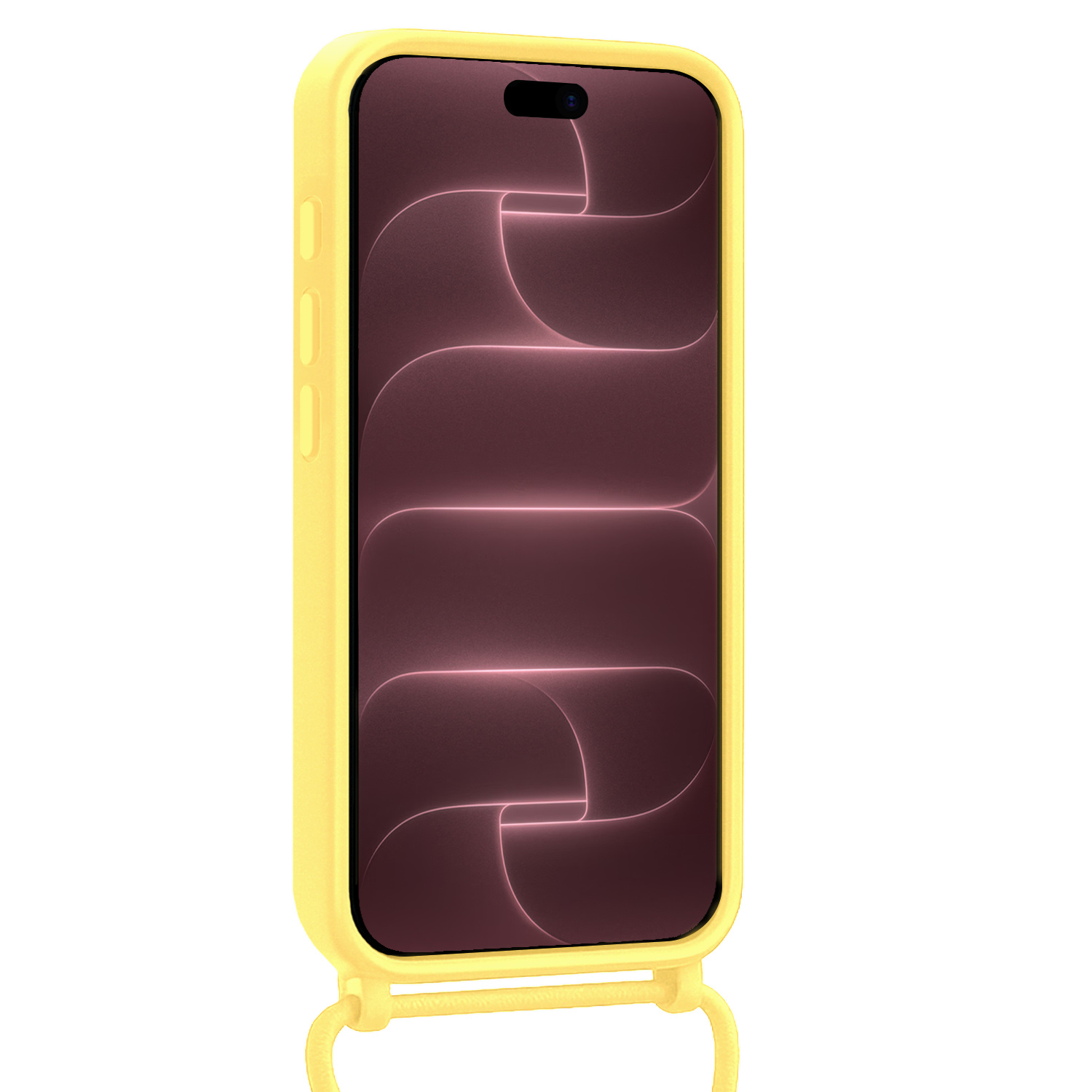 NoXx NoXx iPhone 18 Pro Max Hoesje Pashouder met Koord Met 2x Screenprotector - Geel
