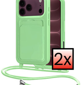 NoXx NoXx iPhone 18 Pro Max Hoesje Pashouder met Koord - Groen - 2 PACK