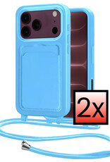 NoXx NoXx iPhone 18 Pro Max Hoesje Pashouder met Koord - Lichtblauw - 2 PACK