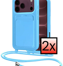 NoXx NoXx iPhone 18 Pro Max Hoesje Pashouder met Koord - Lichtblauw - 2 PACK