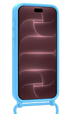 NoXx NoXx iPhone 18 Pro Max Hoesje Pashouder met Koord Met Screenprotector - Lichtblauw