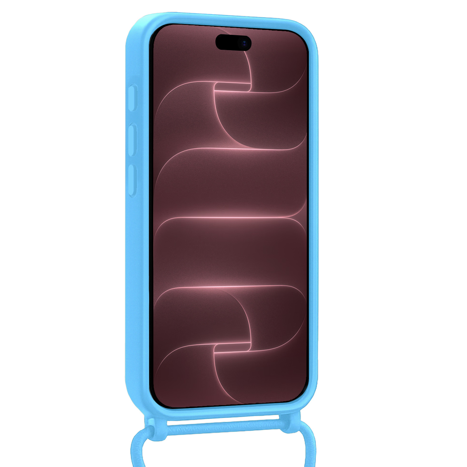 NoXx NoXx iPhone 18 Pro Max Hoesje Pashouder met Koord Met Screenprotector - Lichtblauw