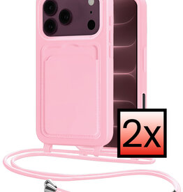 NoXx NoXx iPhone 18 Pro Max Hoesje Pashouder met Koord - Lichtroze - 2 PACK