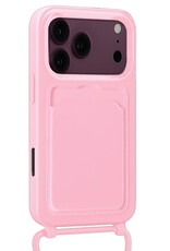 NoXx NoXx iPhone 18 Pro Max Hoesje Pashouder met Koord Met 2x Screenprotector - Lichtroze