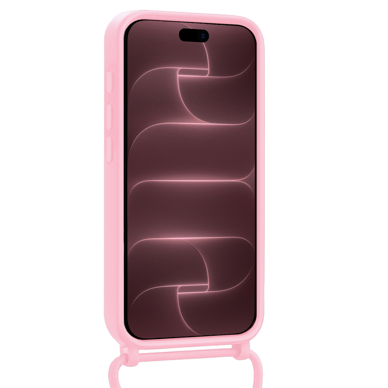 NoXx NoXx iPhone 18 Pro Max Hoesje Pashouder met Koord Met 2x Screenprotector - Lichtroze