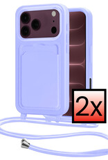 NoXx NoXx iPhone 18 Pro Max Hoesje Pashouder met Koord - Lila - 2 PACK