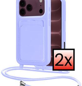 NoXx NoXx iPhone 18 Pro Max Hoesje Pashouder met Koord - Lila - 2 PACK