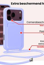 NoXx NoXx iPhone 18 Pro Max Hoesje Pashouder met Koord - Lila - 2 PACK