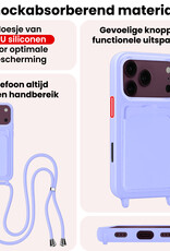 NoXx NoXx iPhone 18 Pro Max Hoesje Pashouder met Koord - Lila - 2 PACK