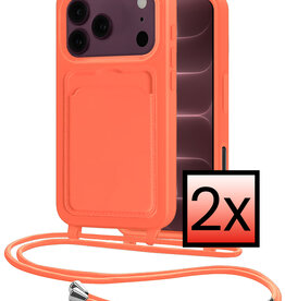 NoXx NoXx iPhone 18 Pro Max Hoesje Pashouder met Koord - Papaya - 2 PACK