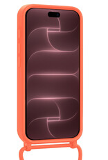 NoXx NoXx iPhone 18 Pro Max Hoesje Pashouder met Koord Met Screenprotector - Papaya