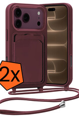 Nomfy Nomfy iPhone 18 Pro Hoesje Pashouder met Koord - Aubergine - 2 PACK