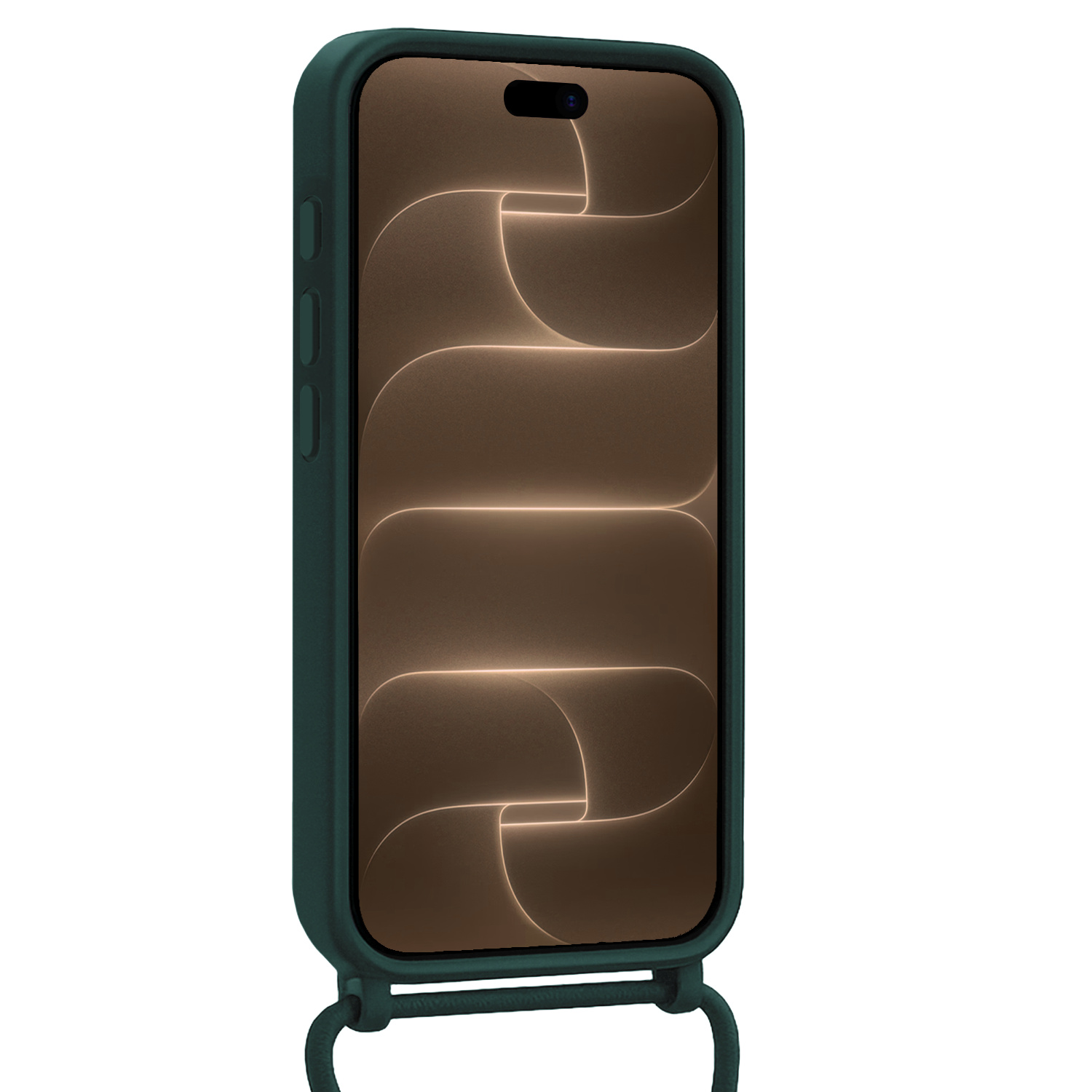 Nomfy Nomfy iPhone 18 Pro Hoesje Pashouder met Koord Met 2x Screenprotector - Donkergroen