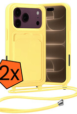 Nomfy Nomfy iPhone 18 Pro Hoesje Pashouder met Koord - Geel - 2 PACK