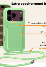 Nomfy Nomfy iPhone 18 Pro Hoesje Pashouder met Koord Met Screenprotector - Groen