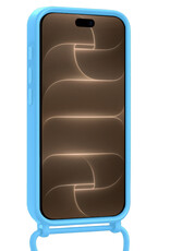 Nomfy Nomfy iPhone 18 Pro Hoesje Pashouder met Koord Met 2x Screenprotector - Lichtblauw