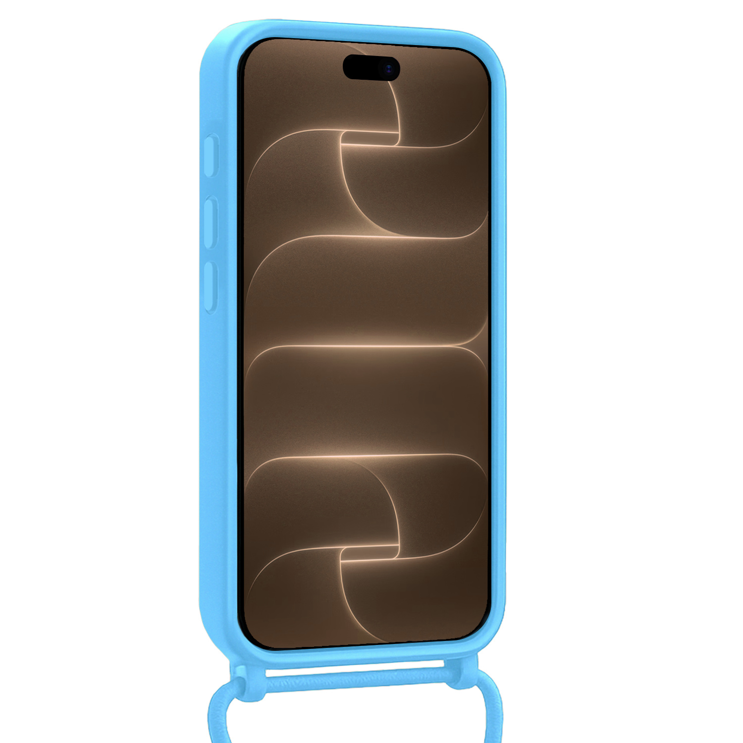 Nomfy Nomfy iPhone 18 Pro Hoesje Pashouder met Koord Met 2x Screenprotector - Lichtblauw