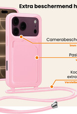 Nomfy Nomfy iPhone 18 Pro Hoesje Pashouder met Koord - Lichtroze - 2 PACK