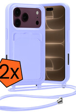 Nomfy Nomfy iPhone 18 Pro Hoesje Pashouder met Koord - Lila - 2 PACK