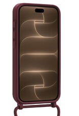 Nomfy Nomfy iPhone 18 Pro Max Hoesje Pashouder met Koord Met 2x Screenprotector - Aubergine