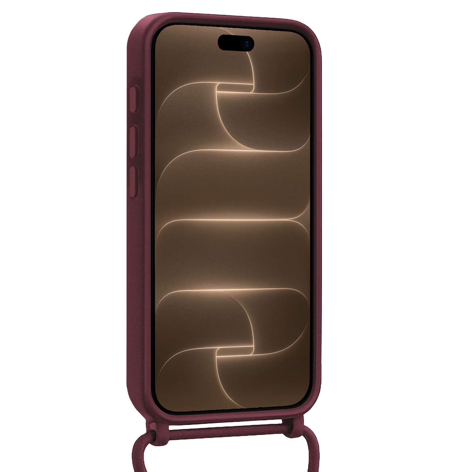 Nomfy Nomfy iPhone 18 Pro Max Hoesje Pashouder met Koord Met 2x Screenprotector - Aubergine