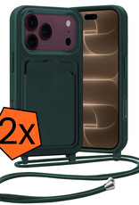 Nomfy Nomfy iPhone 18 Pro Max Hoesje Pashouder met Koord - Donkergroen - 2 PACK