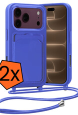 Nomfy Nomfy iPhone 18 Pro Max Hoesje Pashouder met Koord - Fel Blauw - 2 PACK