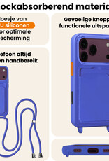 Nomfy Nomfy iPhone 18 Pro Max Hoesje Pashouder met Koord - Fel Blauw - 2 PACK