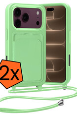 Nomfy Nomfy iPhone 18 Pro Max Hoesje Pashouder met Koord - Groen - 2 PACK