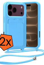 Nomfy Nomfy iPhone 18 Pro Max Hoesje Pashouder met Koord - Lichtblauw - 2 PACK